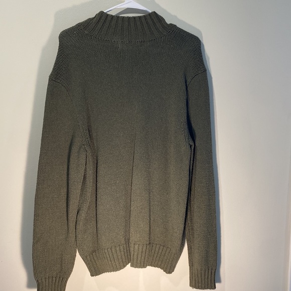 Olive Green Polo Pullover Sweater with buttons - Picture 4 of 4